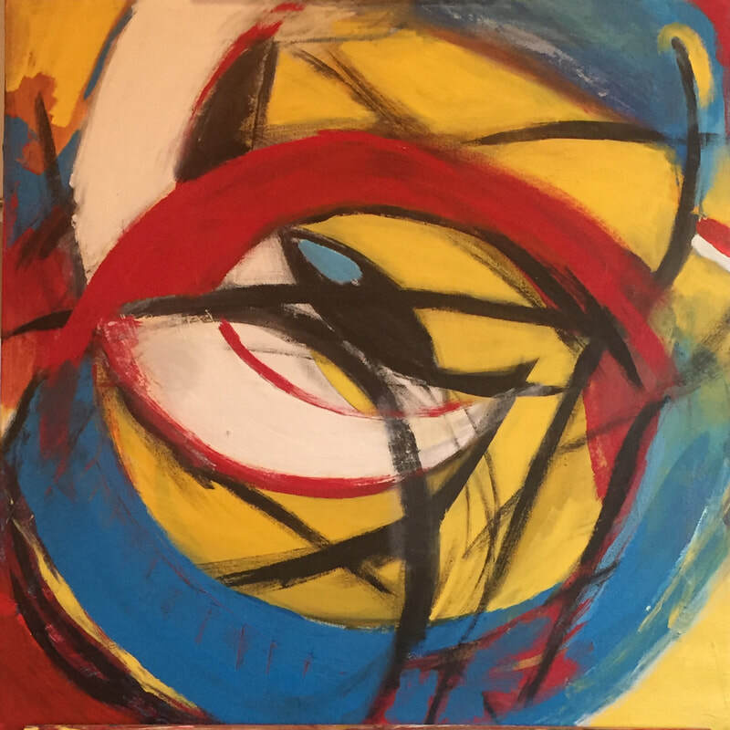 Abstract with Black and Blue fish, 20